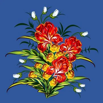 A bouquet of red irises Stock Illustration