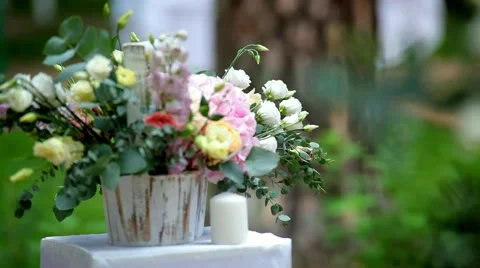 Bouquet of roses for decorations at a wedding Stock Footage 54718654