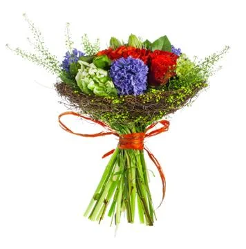 Bouquet of roses, hyacinthus and greens Stock Photos
