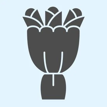 Bouquet with roses solid icon. Romantic branch with flowers. Wedding asset Stock Illustration