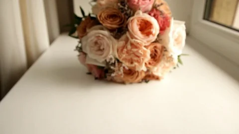 A bouquet of roses on the table Stock Footage 101818506
