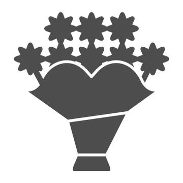 Bouquet solid icon. Flower vector illustration isolated on white. Floral glyph 스톡 일러스트