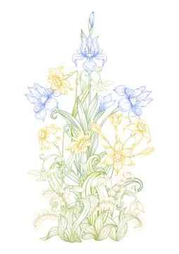 A bouquet of spring flowers. Stock Illustration