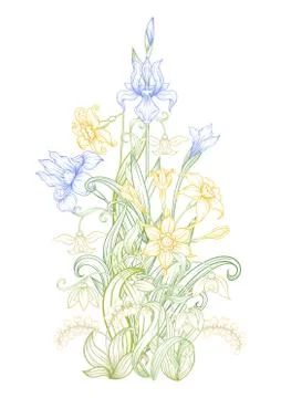 A bouquet of spring flowers. Stock Illustration