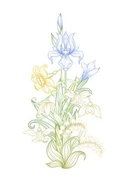 A bouquet of spring flowers. Stock Illustration