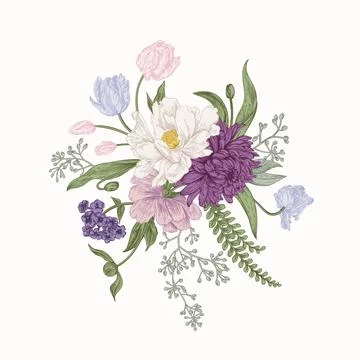 Bouquet of spring flowers. Illustrazione stock