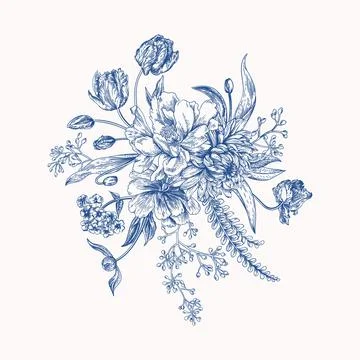 Bouquet of spring flowers. Illustrazione stock