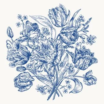 Bouquet of spring flowers. Illustrazione stock
