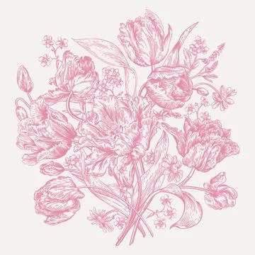 Bouquet of spring flowers. 스톡 일러스트