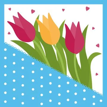 Bouquet of tulips in an envelope, multi-layered template, color vector Stock Illustration