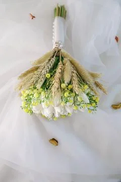 A bouquet of tulips for a wedding on a white background Stock Photos