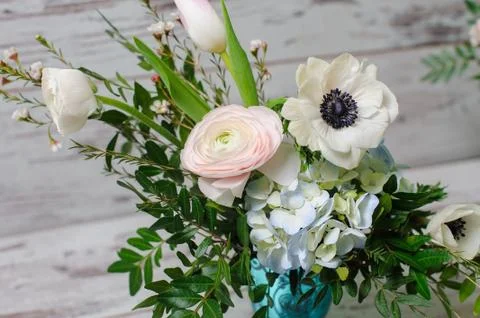 Bouquet  in vase of glass. Foto stock