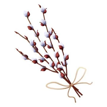 Bouquet of willow branches on an isolated background for Easter. Vector illus Stock Illustration