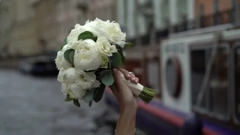 Bouquet in womans hand Stock Footage 72720020