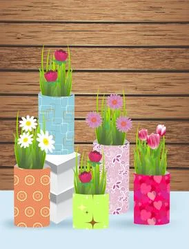 Bouquets of spring flowers, Stock Illustration