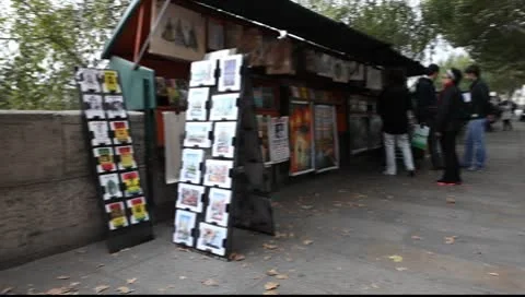 Bouquiniste in Paris Stock Footage 8837489