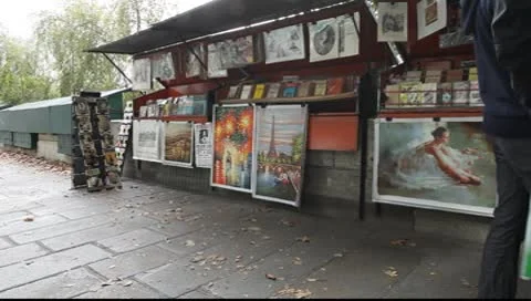 Bouquiniste in Paris Vídeo Stock 8837492