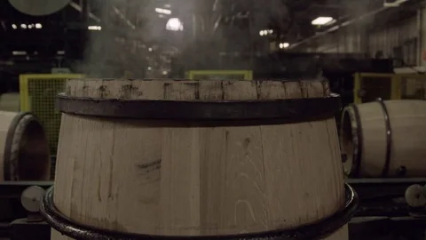 Bourbon Barrel being Charred Stock Footage 71600314