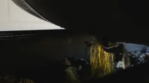 Bourbon barrel being drained emptied at distillery Stock Footage 59522447