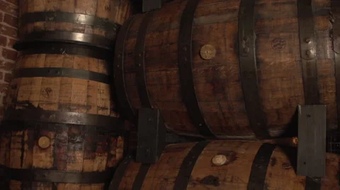 Bourbon Barrels-Pan Down Stock Footage 47788516