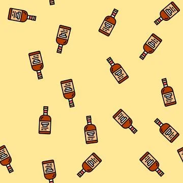 Bourbon bottle vector seamless pattern イラスト素材