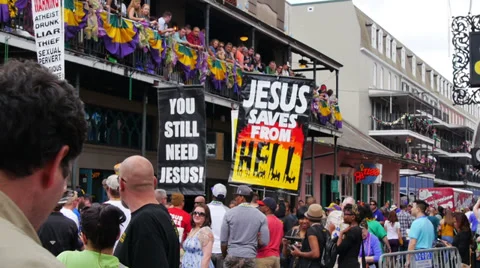 Bourbon Street Gay Protesters 4046 Stock Footage