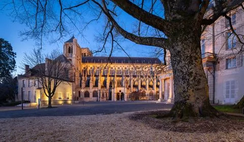 Bourges Cathedral at dusk Stock Photos