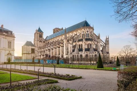 Bourges cathedral on sunset Stock Photos
