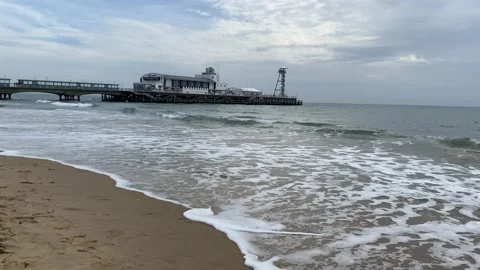 Bournemouth Beach in autumn Stock Footage 220803008
