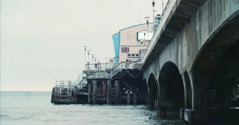 Bournemouth Beach, looking at the Pier from below 스톡 동영상 68351394
