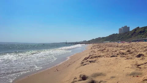 Bournemouth Beach view of Pier Stock Footage 242248926