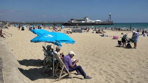 Bournemouth Pier and Beach Stock Footage 260085474