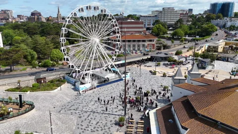 Bournemouth Seafront and town centre Drone footage Stock Footage 310736683