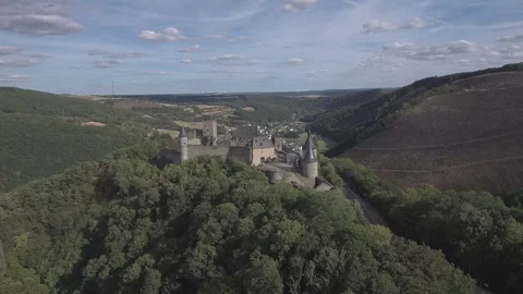 Bourscheid-06 Moving away from the castle Stock Footage 106372509