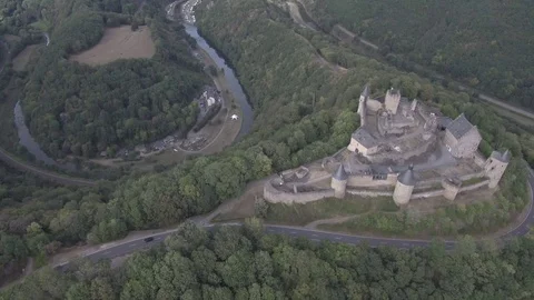 Bourscheid-17 Panning left to right on the side of the castle Stock Footage 106372418