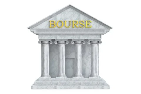 Bourse building with columns, 3D rendering Ilustración de archivo