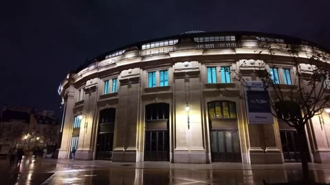 Bourse de Commerce building at night in Paris, France Stock Footage 329478239