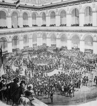 Bourse de paris, tableau de paris par edmond texier,editeur paulin et le chav Stock Illustration
