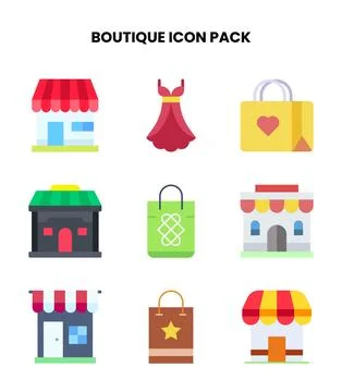 Boutique Flat Collection Icons Pack Stock Illustration
