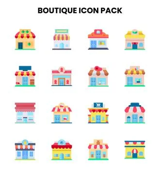 Boutique Flat Design Icons Pack Illustrazione stock