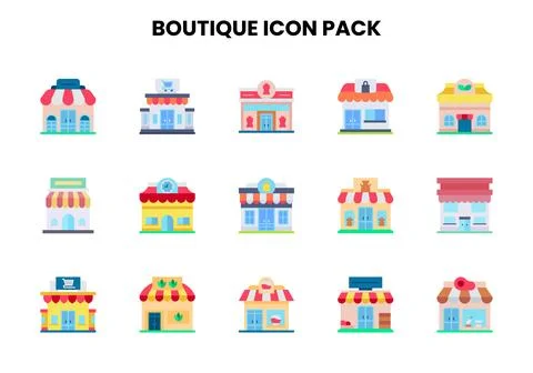 Boutique Flat Icons Pack 库存插图