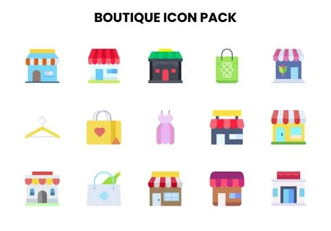 Boutique Flat Scalable Icons Pack 스톡 일러스트