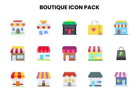 Boutique Flat UI Icons Pack Illustrazione stock