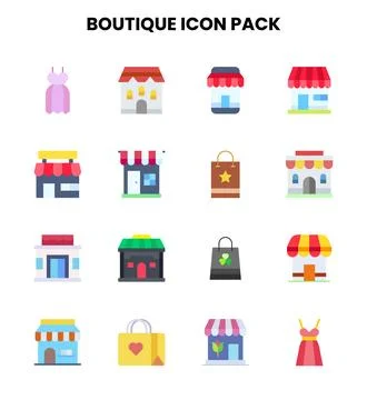 Boutique Flat Vector Icons Pack Stock Illustration