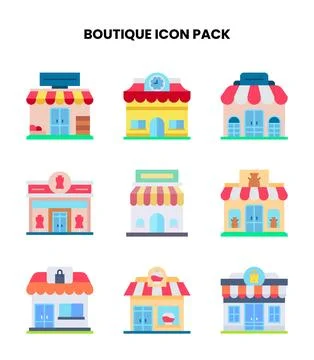 Boutique Flat Vector Icons Pack Stock Illustration