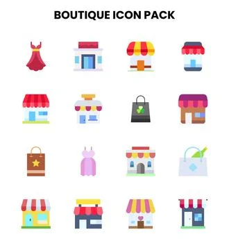 Boutique Flat Vector Icons Pack 스톡 일러스트