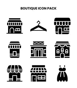Boutique Glyph Bundle Icons Pack Stock Illustration
