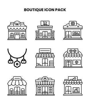 Boutique Line Graphics Icons Pack 스톡 일러스트