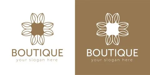 Boutique logo icon vector template with flower Stock Illustration