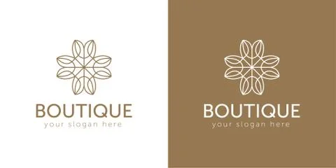 Boutique logo icon vector template with flower 스톡 일러스트